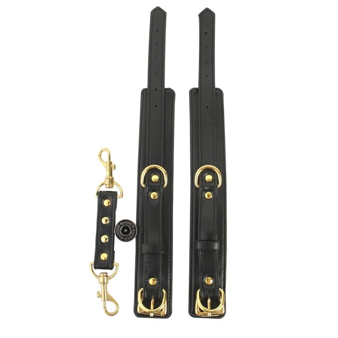 Banoch handboeien van pu leer zwart goud bondage 987102326 7 scaled scaled