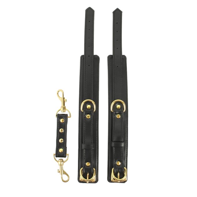 Banoch handboeien van pu leer zwart goud bondage 987102326 8 scaled scaled