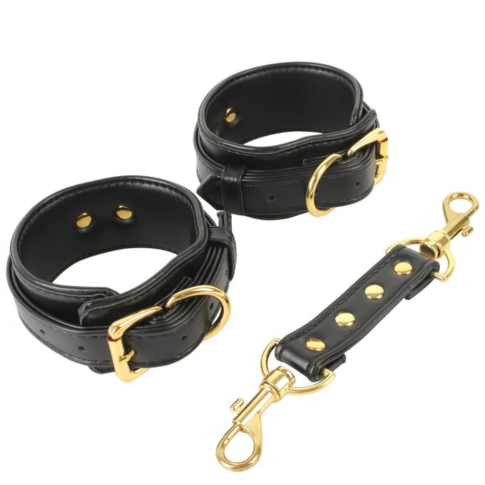 Banoch handboeien van pu leer zwart goud bondage 987102326 9 scaled scaled