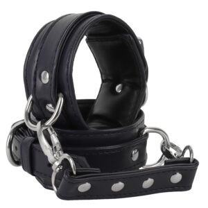 Banoch handboeien van pu leer zwart zilver bondage 987102334 2 scaled scaled