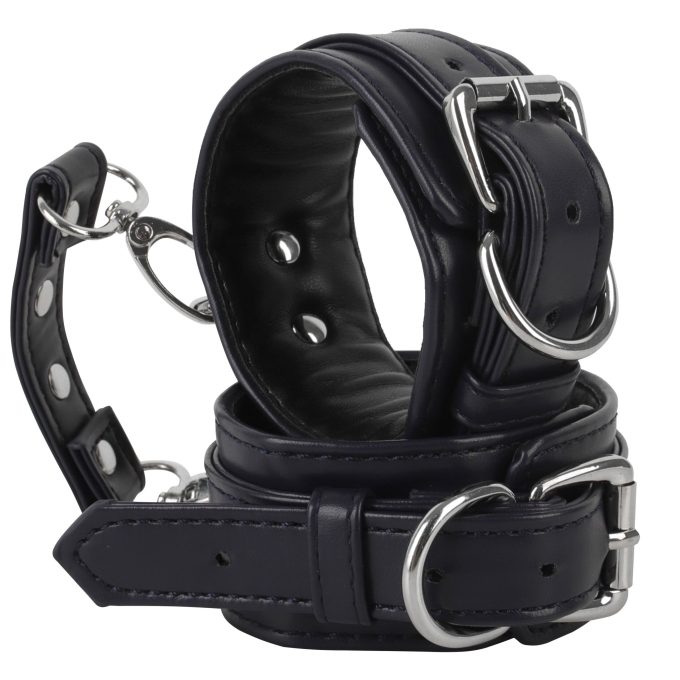 Banoch handboeien van pu leer zwart zilver bondage 987102334 3 scaled scaled