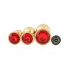 Banoch 3 maten gouden metalen Buttpluggen met rode Diamant maat smallmedium large. Aurora scaled scaled