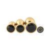 Banoch 3 maten gouden metalen Buttpluggen met zwarte steen maat smallmedium large. Aurora scaled scaled