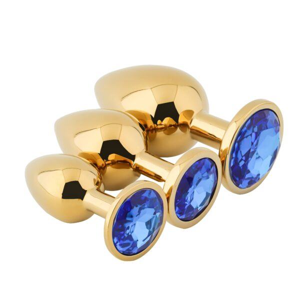 Banoch Buttplug Aurora blue gold gouden Metalen buttplug Diamant steen blauw 97101939 1 scaled scaled