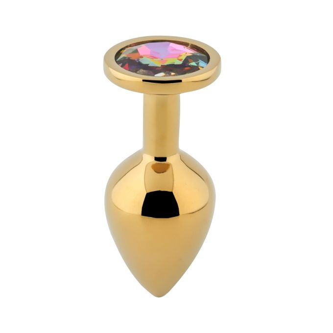 Banoch Buttplug Aurora rainbow gold Small gouden Metalen buttplug Diamant steen 1 scaled scaled