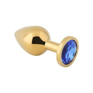 Banoch gouden metalen Buttplug met blauwe Diamant Aurora scaled scaled