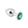 Banoch zilverkleurige metalen Buttplug met groene Diamant Aurora scaled scaled