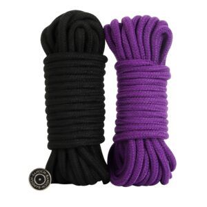 Banoch bondagetouw paars zwart 2 x 10 meter katoen zonder kern zacht scaled scaled