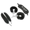 Banoch Bondage Naughty Black zwarte pluche handboeien blinddoek en streel veren 2 scaled scaled