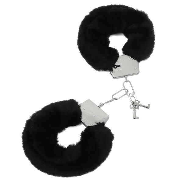 Banoch Bondage Naughty Black zwarte pluche handboeien blinddoek en streel veren 7 scaled scaled