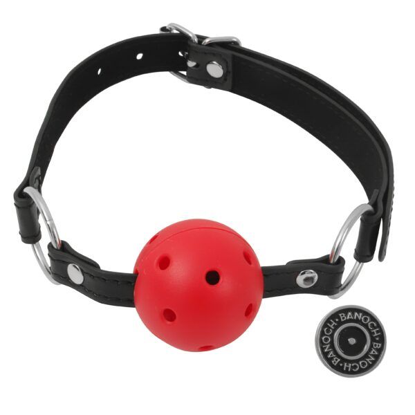 Banoch Breathable ball gag open zwart rood verstelbare riem bdsm 7 scaled scaled