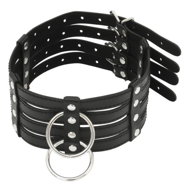 Banoch Collar Leash Flamboyante Black zwarte pu leren halsband met riem bdsm 3 scaled scaled