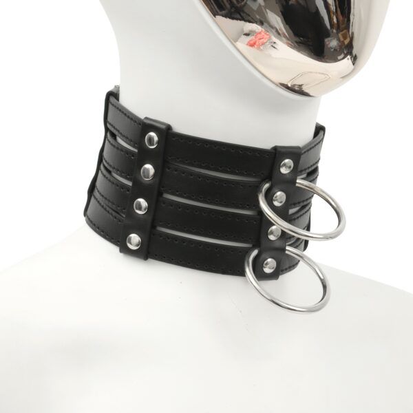 Banoch Collar Leash Flamboyante Black zwarte pu leren halsband met riem bdsm 6 scaled scaled