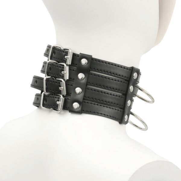 Banoch Collar Leash Flamboyante Black zwarte pu leren halsband met riem bdsm 7 scaled scaled