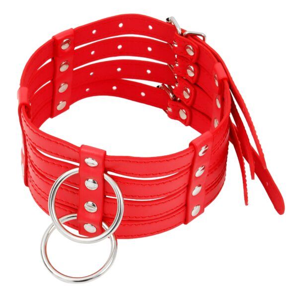 Banoch Collar Leash Flamboyante Red rode pu leren halsband met riem bdsm 4 scaled scaled