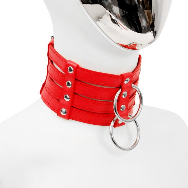 Banoch Collar Leash Flamboyante Red rode pu leren halsband met riem bdsm 6 scaled scaled