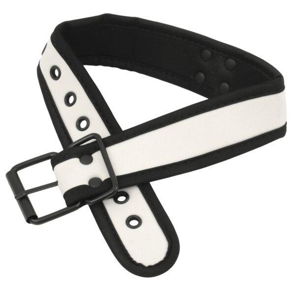 Banoch Lindo Collar Blanco Neoprene halsband wit neopreen puppy play 1 scaled scaled