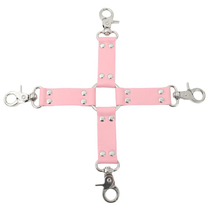 Banoch Pink hogtie with clips Roze hogtie met haken bondage 1 scaled scaled