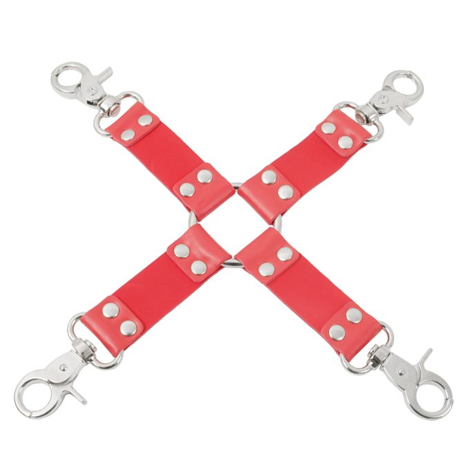 Banoch Red hogtie with clips Rode hogtie met haken bondage 2 scaled scaled