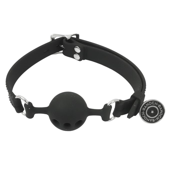 Banoch ball gag siliconen small zwart O 35 cm 10 scaled scaled