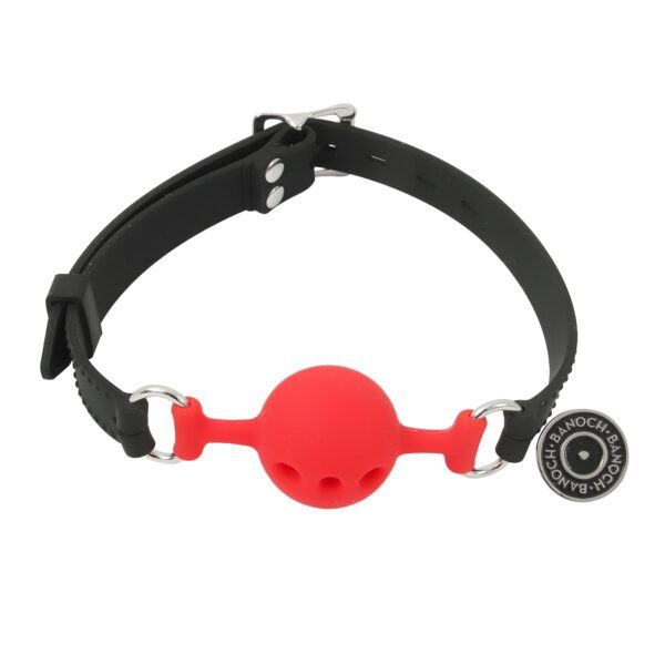 Banoch ballgag siliconen small rood O 35 cm 10 scaled scaled