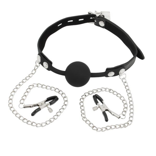Banoch siliconen Ballgag met tepelklemmen Zwart 2 scaled scaled