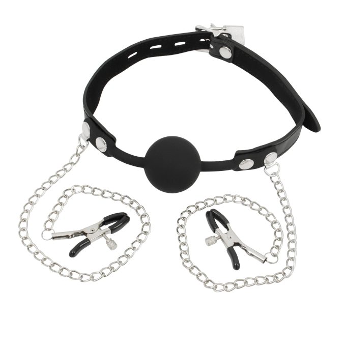 Banoch siliconen Ballgag met tepelklemmen Zwart 2 scaled scaled