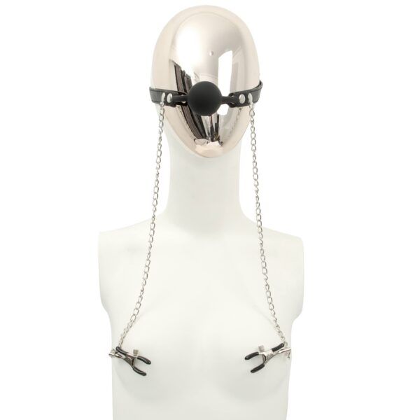 Banoch siliconen Ballgag met tepelklemmen Zwart 5 scaled scaled