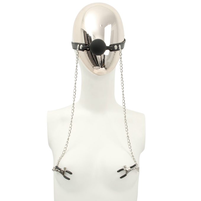 Banoch siliconen Ballgag met tepelklemmen Zwart 5 scaled scaled