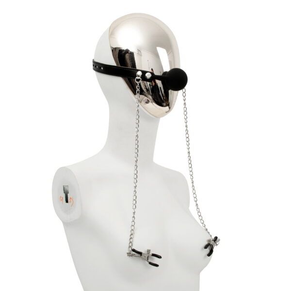 Banoch siliconen Ballgag met tepelklemmen Zwart 6 scaled scaled