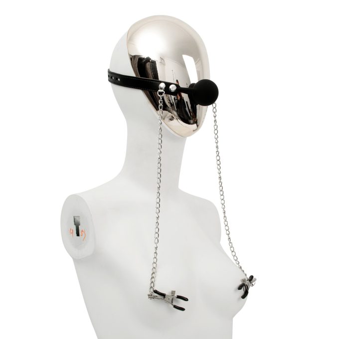 Banoch siliconen Ballgag met tepelklemmen Zwart 6 scaled scaled