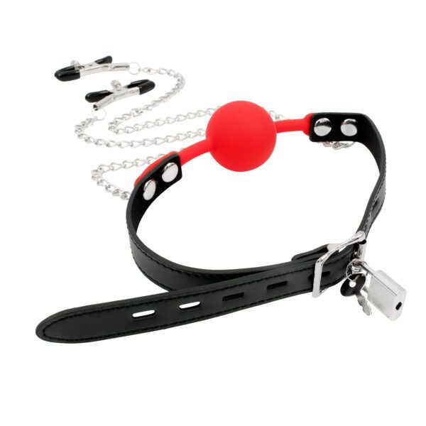 Banoch siliconen Ballgag tepelklemmen rood 3 scaled scaled
