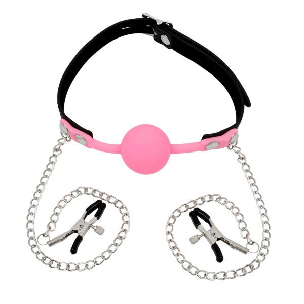 Banoch siliconen Ballgag tepelklemmen roze 2 scaled scaled