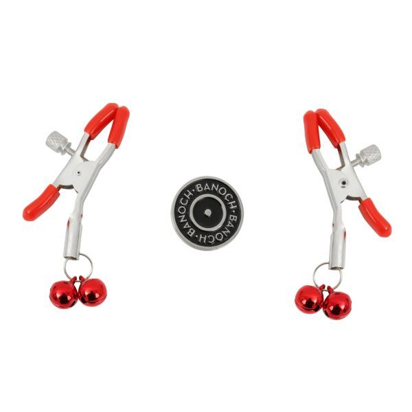 Pinch Tepelklemmen Nippleclamps red Verstelbaar Rood met belletjes 6 scaled scaled