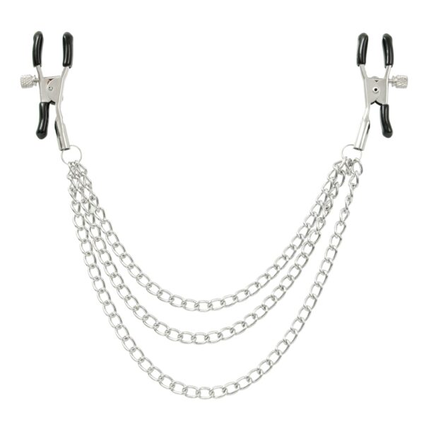 Pinch tepelklemmen Triple link silver verstelbaar met ketting bdsm 2 scaled scaled
