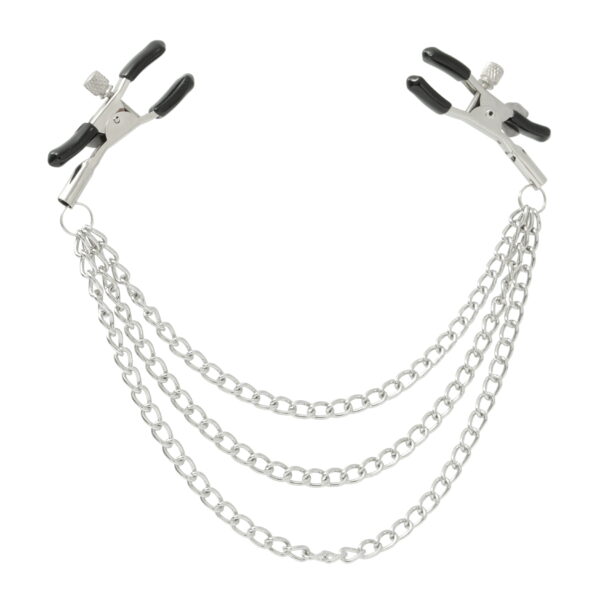 Pinch tepelklemmen Triple link silver verstelbaar met ketting bdsm 3 scaled scaled