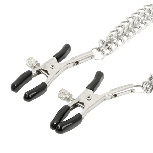 Pinch tepelklemmen Triple link silver verstelbaar met ketting bdsm 5 scaled scaled