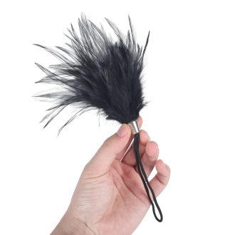 Banoch Tantra long feather black streel veer zwart in hand