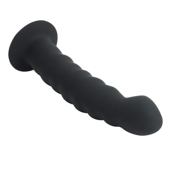 Banoch Dildo ribbel zwart siliconen met zuignap 145 cm lang max O 3 cm 4 scaled