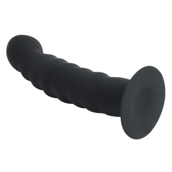 Banoch Dildo ribbel zwart siliconen met zuignap 145 cm lang max O 3 cm 6 scaled