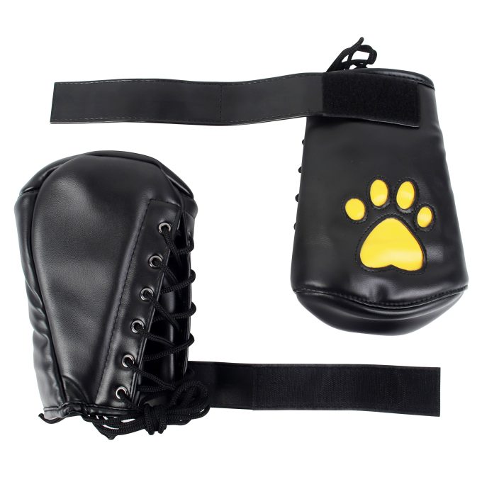 Banoch Perrito Mittones dog paws mittens bondage PU Leer geel voetje puppy play 6 scaled