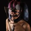 Banoch madrettor woman wearing Mask Horseplay zwart pu Leer pony play bit gag masker