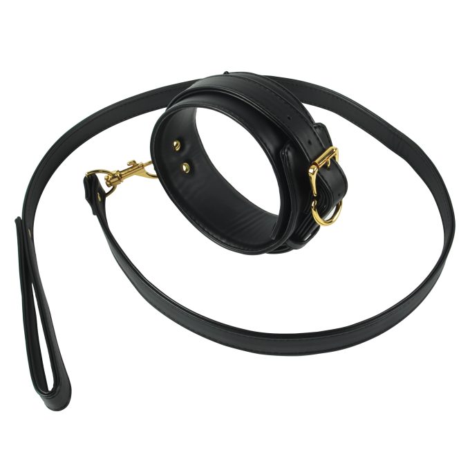 Banoch luxe bondageset zwart handboeien enkelboeien collar leash pu leer opbergtas 3 1 scaled