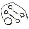 Banoch luxe bondageset zwart handboeien enkelboeien collar leash pu leer opbergtas 4 scaled