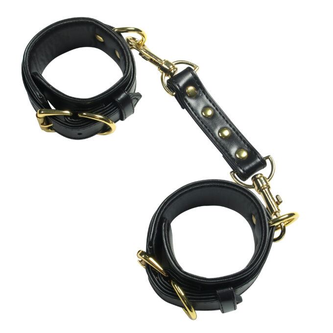 Banoch luxe bondageset zwart handboeien enkelboeien collar leash pu leer opbergtas 6 scaled