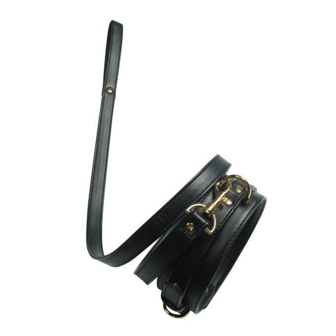 Banoch luxe bondageset zwart handboeien enkelboeien collar leash pu leer opbergtas 8 scaled