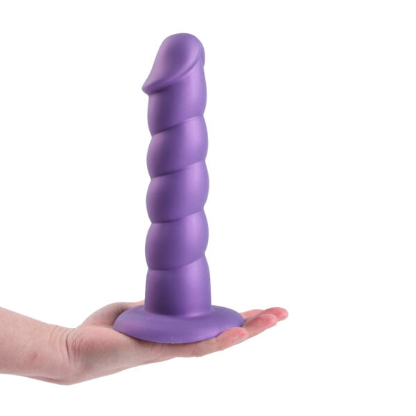 Banoch Dildo Twist paars XXL platinum siliconen met zuignap 24 cm lang O 5 cm 3 scaled