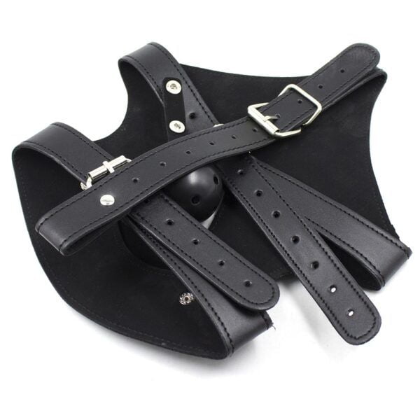 Banoch Masker Nosey Zwart imitatie leer Bondage 4