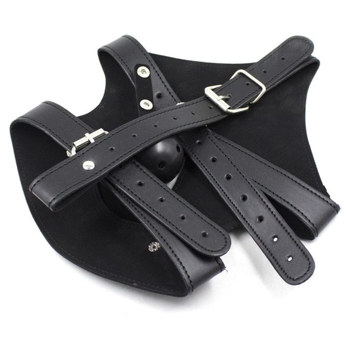 Banoch Masker Nosey Zwart imitatie leer Bondage 4