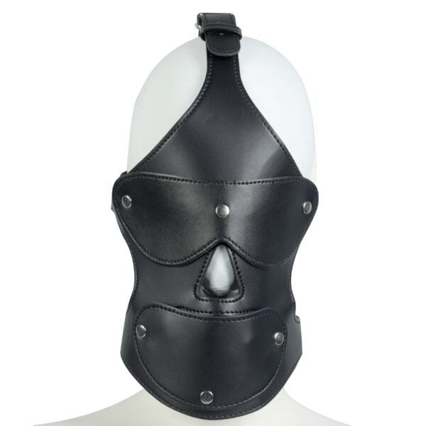 Banoch Masker Nosey Zwart imitatie leer Bondage 7 scaled